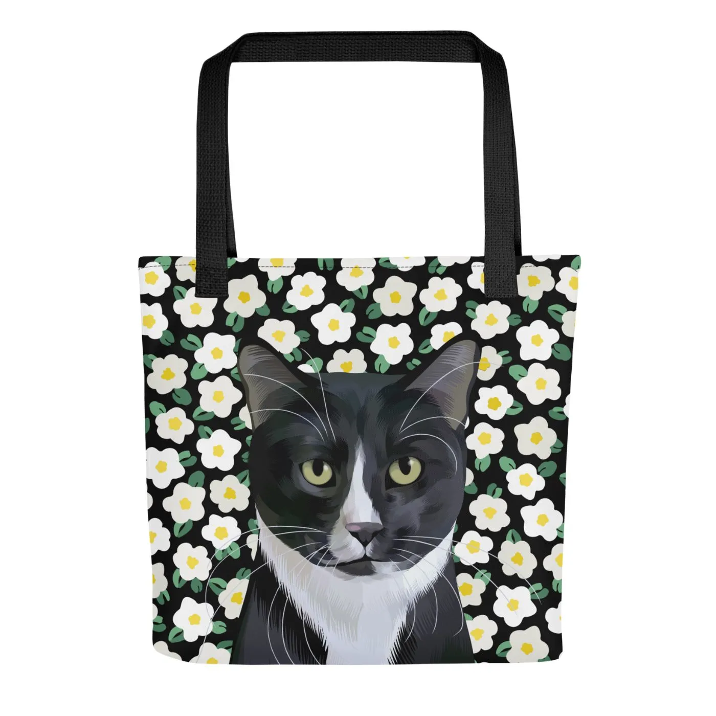 Pet Portrait Tote Bag - Flowers