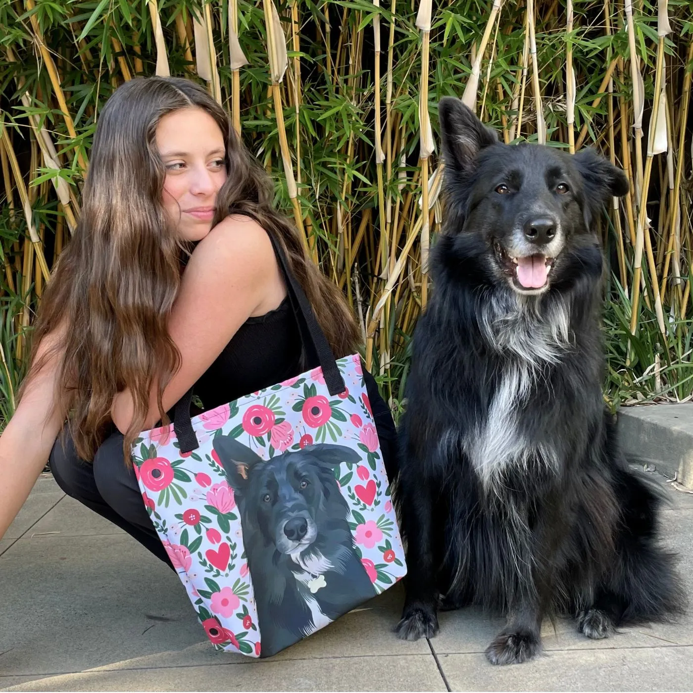 Pet Portrait Tote Bag - Polka Dots