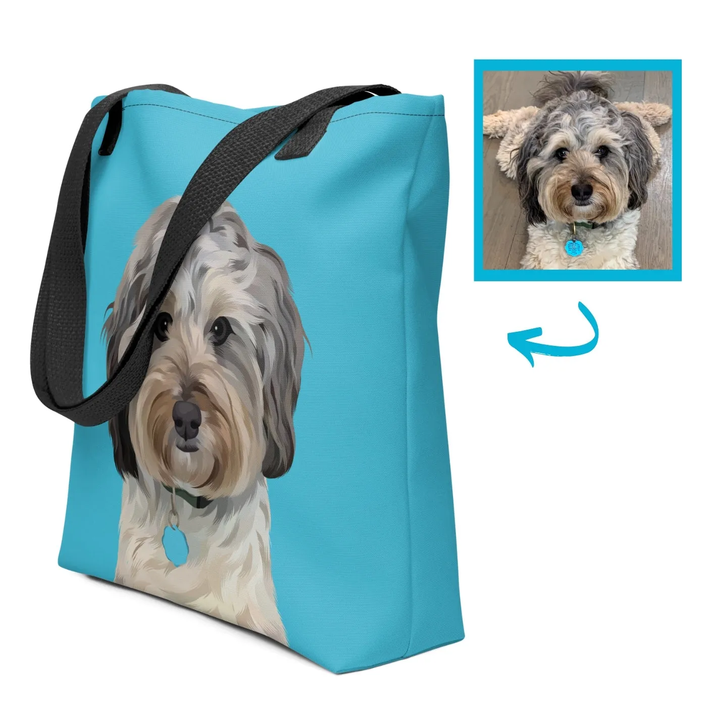 Pet Portrait Tote Bag - Polka Dots