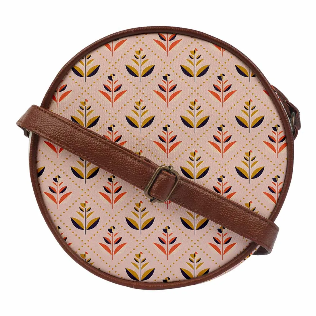 Pink Printed Round Sling Bag