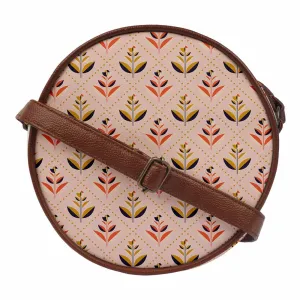 Pink Printed Round Sling Bag