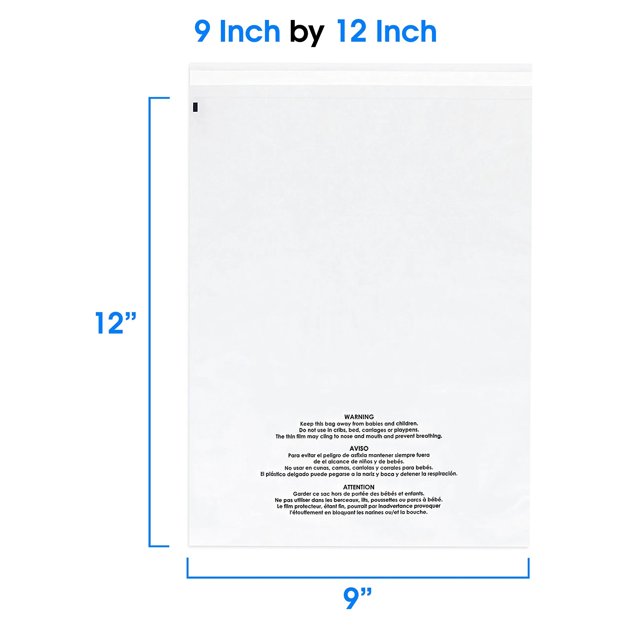 Poly Bag Bundle Combo Pack of 400 - 6X9 , 8X10 , 9X12 , 11X14 Self Seal Clear Plastic Bags with Suffocation Warning by Spartan Industrial