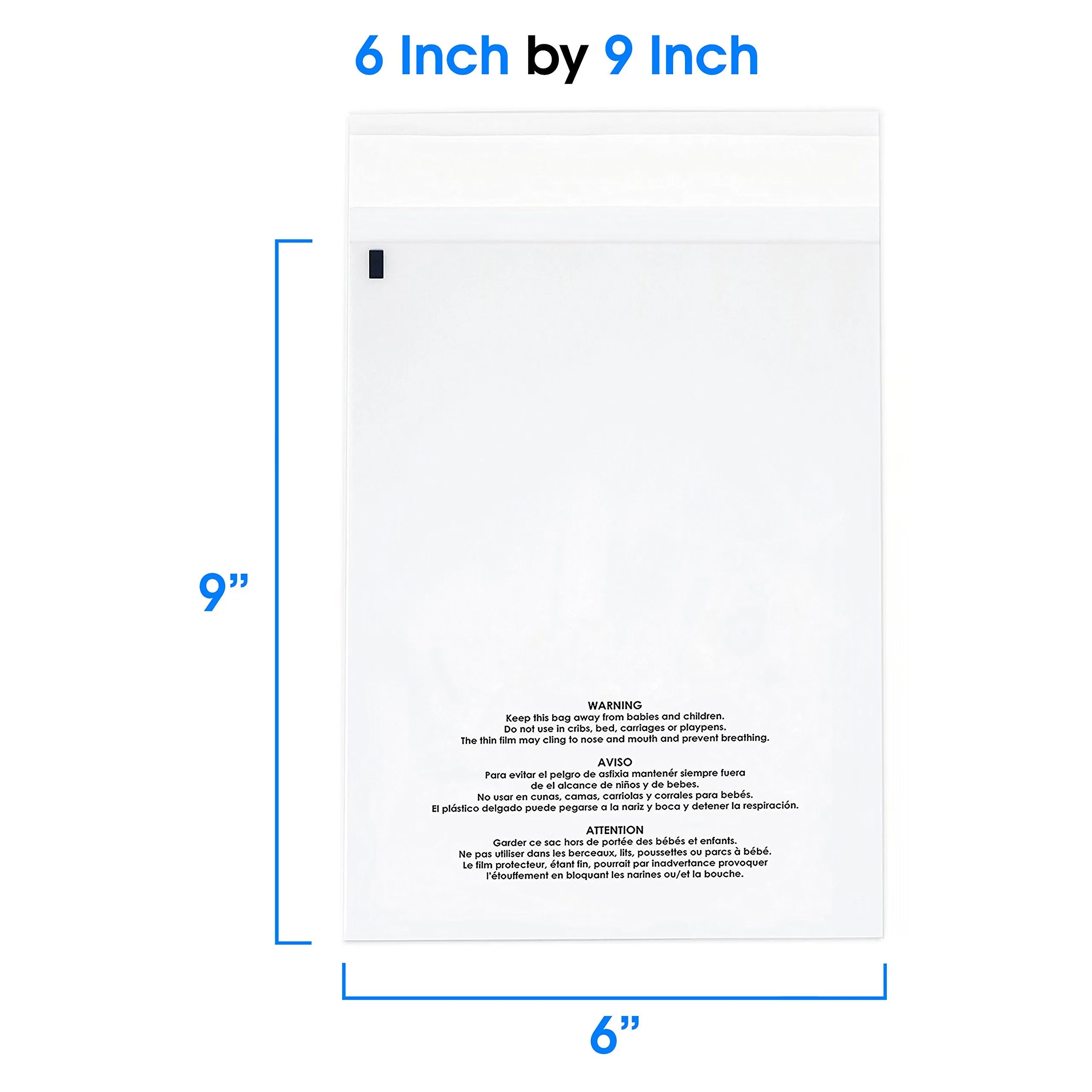 Poly Bag Bundle Combo Pack of 400 - 6X9 , 8X10 , 9X12 , 11X14 Self Seal Clear Plastic Bags with Suffocation Warning by Spartan Industrial