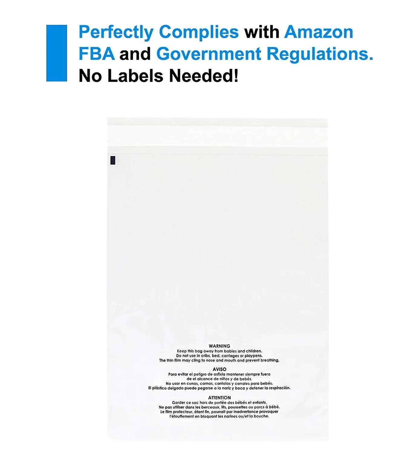 Poly Bag Bundle Combo Pack of 400 - 6X9 , 8X10 , 9X12 , 11X14 Self Seal Clear Plastic Bags with Suffocation Warning by Spartan Industrial