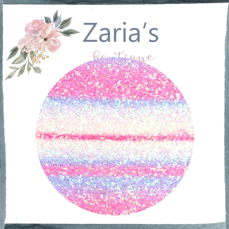 Princess Party ~ Pink Purple White Stripes ~ Chunky Glitter Faux Leather Fabric Sheets