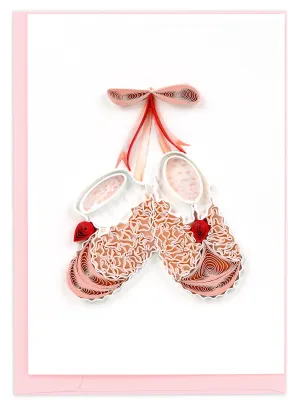 Quilled Knitted Pink Baby Booties Gift Enclosure Mini Card