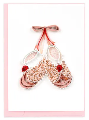 Quilled Knitted Pink Baby Booties Gift Enclosure Mini Card