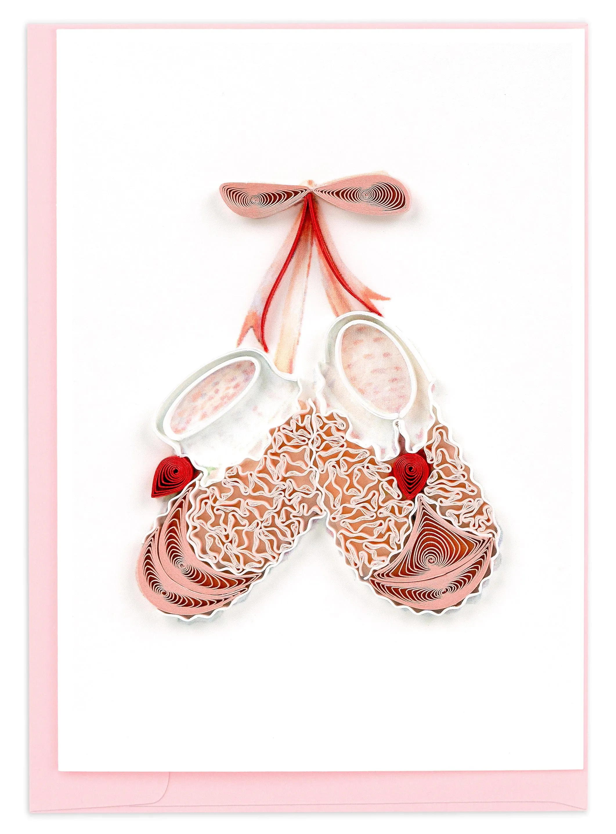 Quilled Knitted Pink Baby Booties Gift Enclosure Mini Card