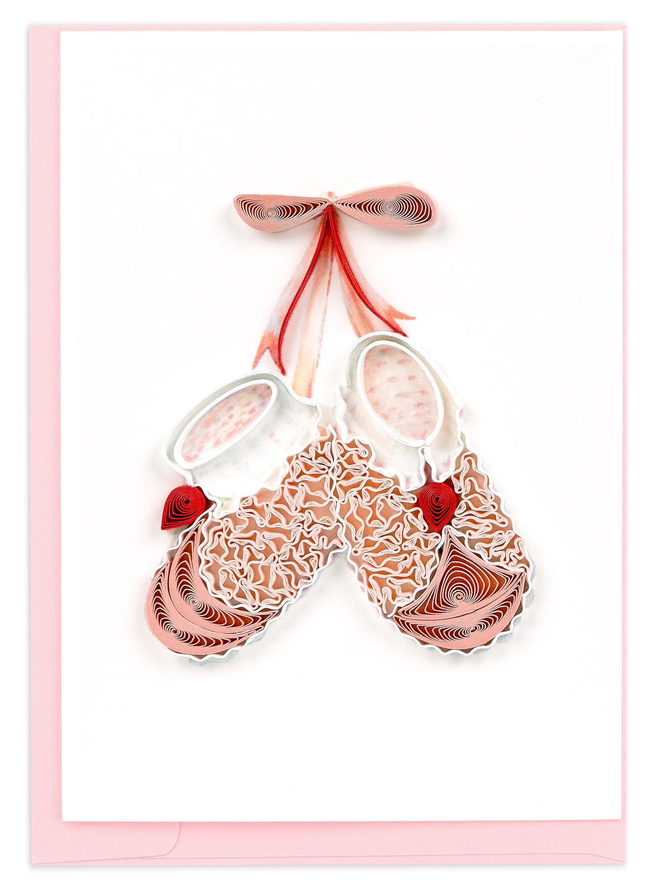 Quilled Knitted Pink Baby Booties Gift Enclosure Mini Card