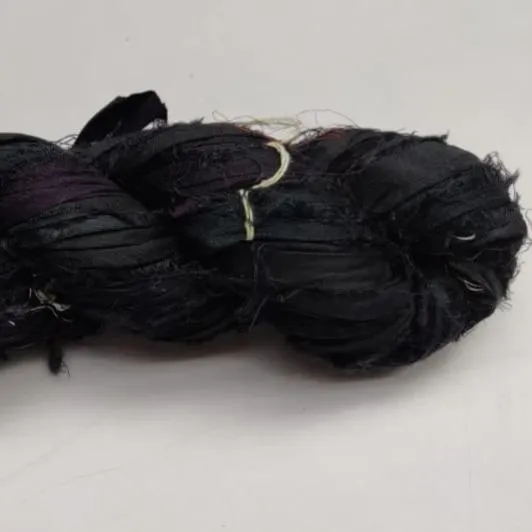 Recycled Sari Silk Ribbon - Jet Black