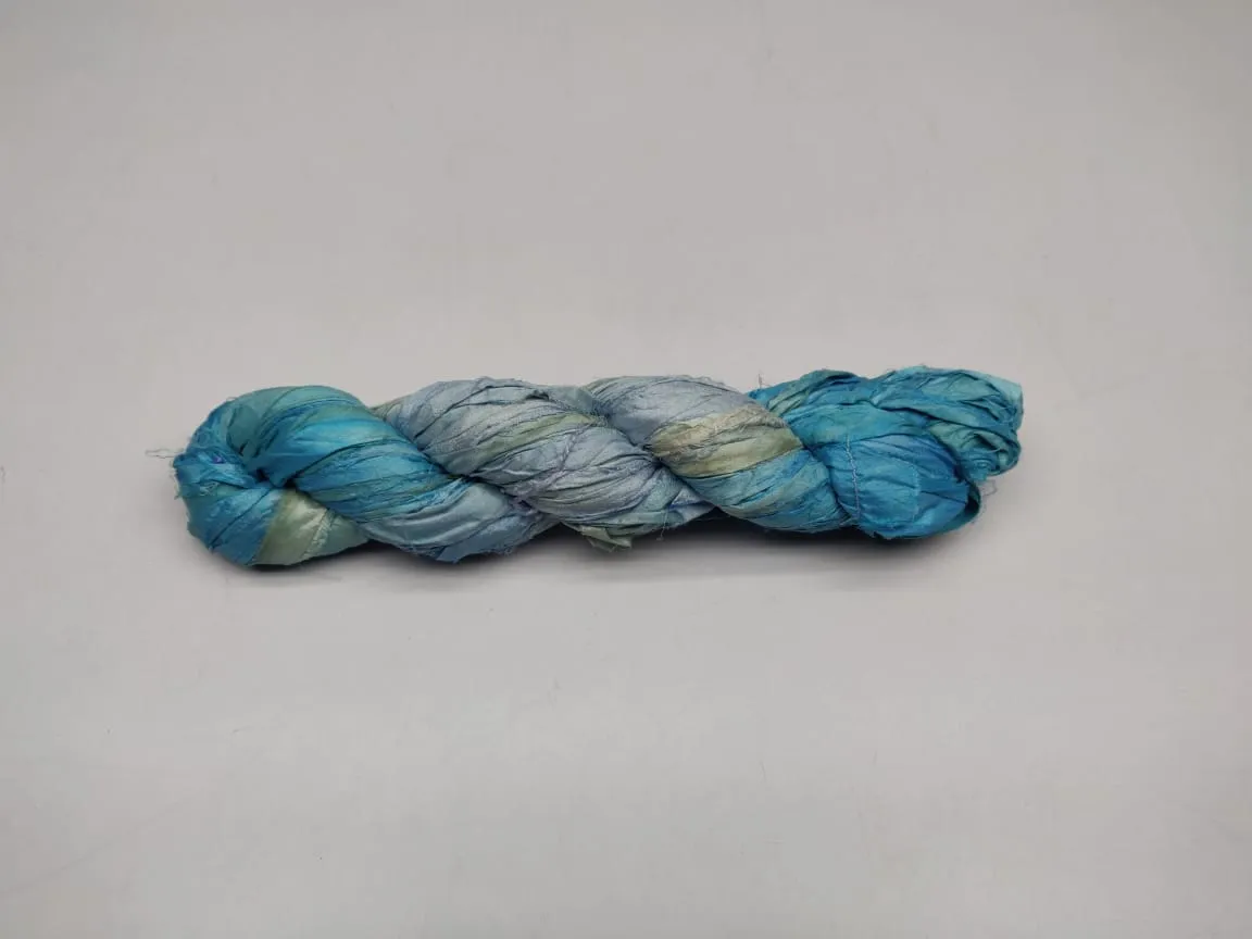 Recycled Sari Silk Ribbon - Ocean Grey