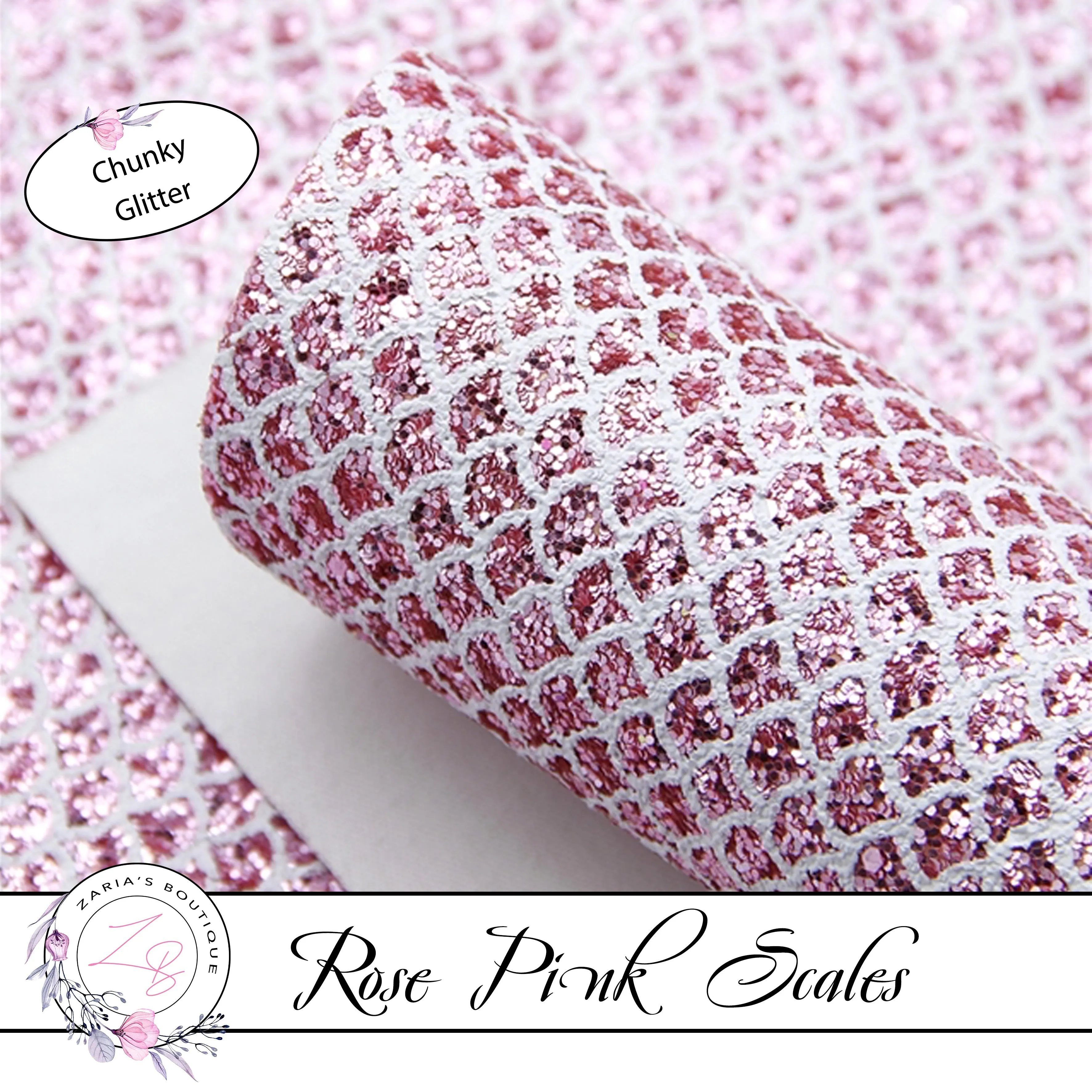Rose Pink Scales  ⋅ Mermaid Tail / Fish Scale  ⋅  Chunky Glitter