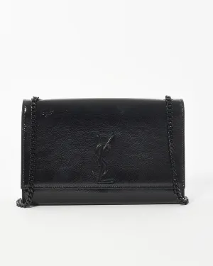 Saint Laurent Black Grained Patent Leather Medium Kate Crossbody Bag