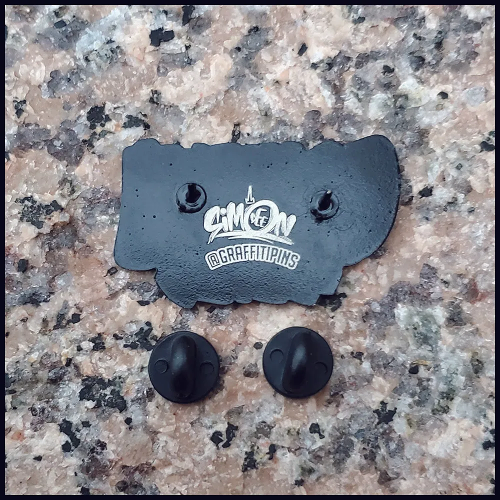 Simon Dee x Graffitipins Logo Gray Throwie Pin - Enamel Pin