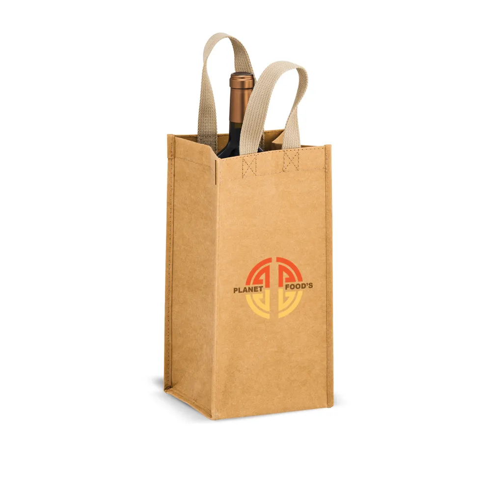 Single Bottle Washable Kraft Paper Tote Bag - Tornado