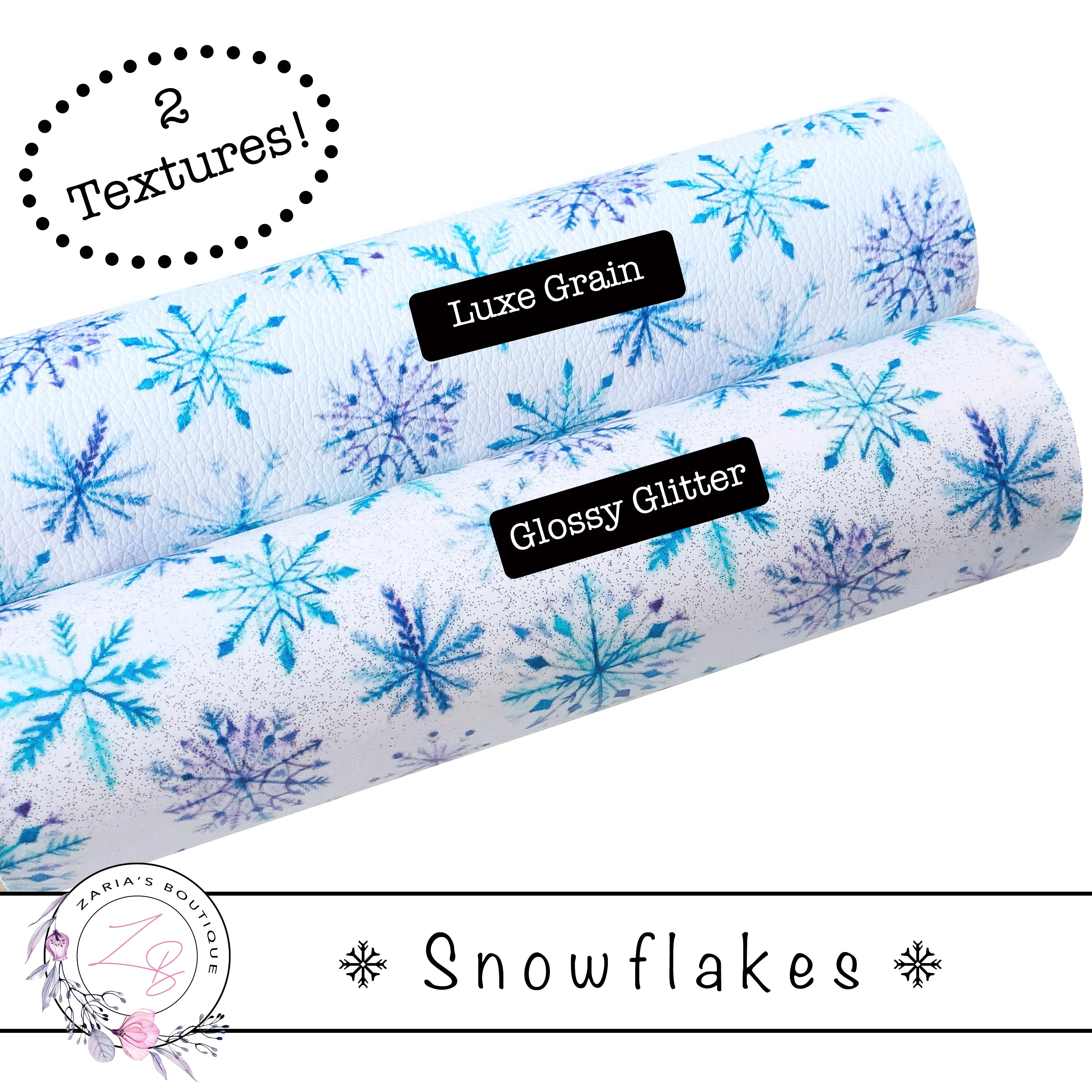 ⋅ Snowflakes ⋅ Glossy Glitter & Vegan Faux Leather ⋅