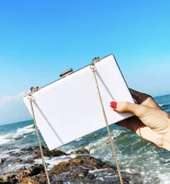 Solid Jet Black Box Clutch Crossbody Bag