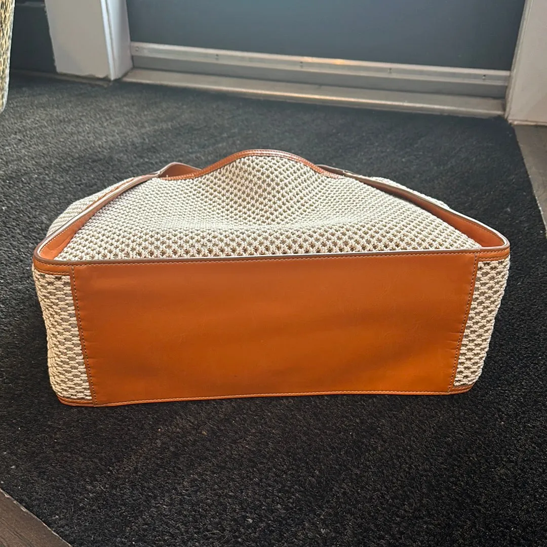 Stella McCartney Eco Logo Mesh Lined Beach Bag with Cognac Handles
