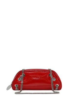 Stella McCartney Small Bowling Shoulder Bag in Crinkled Patent Red