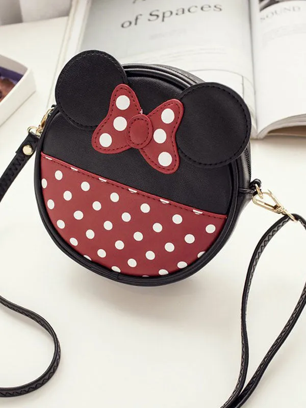 Sweet Lolita Bag Animal Design Bow Print Two Tone PU Pink Lolita Shoulder Bag