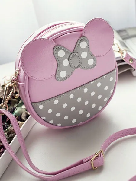Sweet Lolita Bag Animal Design Bow Print Two Tone PU Pink Lolita Shoulder Bag