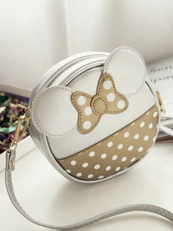 Sweet Lolita Bag Animal Design Bow Print Two Tone PU Pink Lolita Shoulder Bag