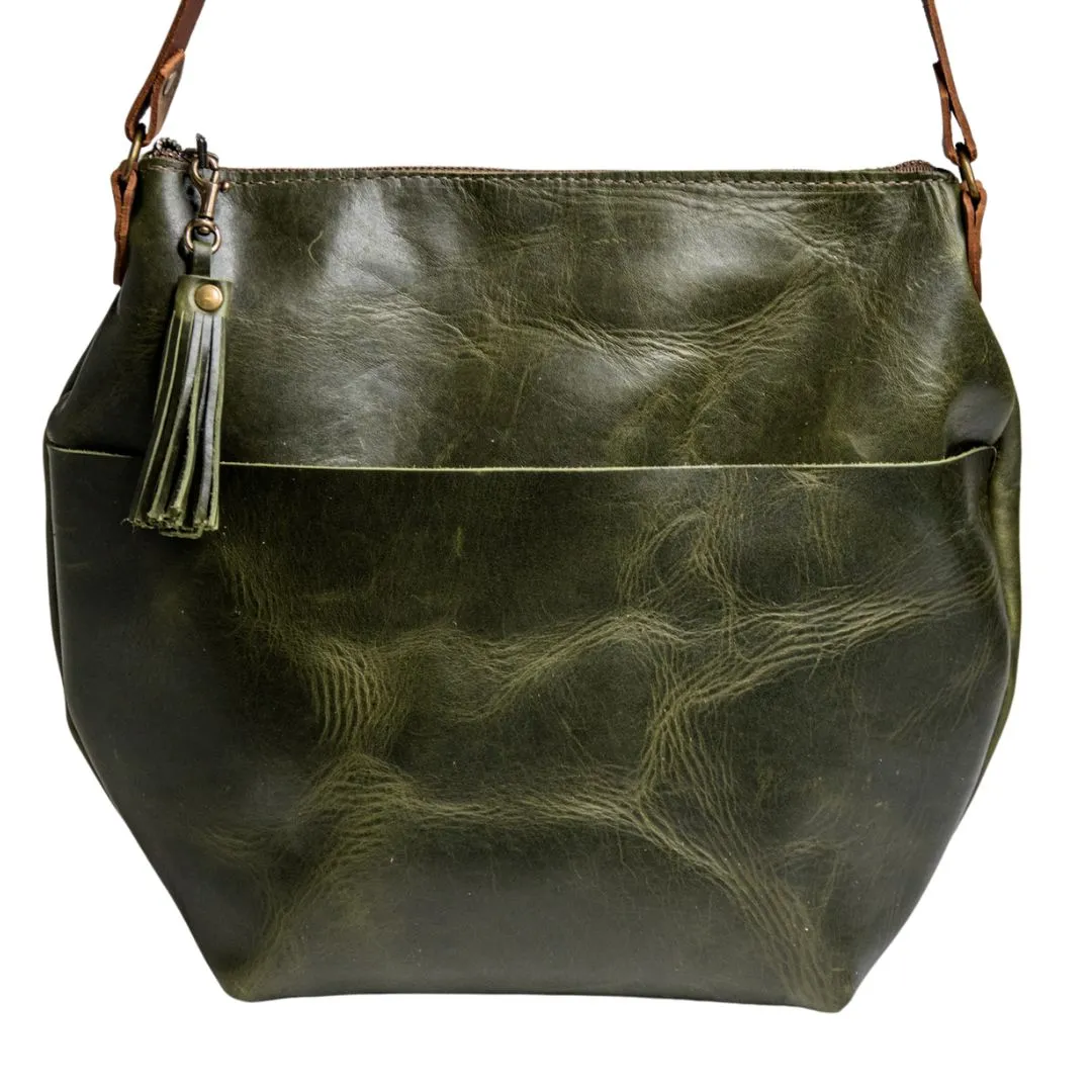 The Special Edition Marie Handmade Leather Tote Bag | Zipper Crossbody or Shoulder with Tassel