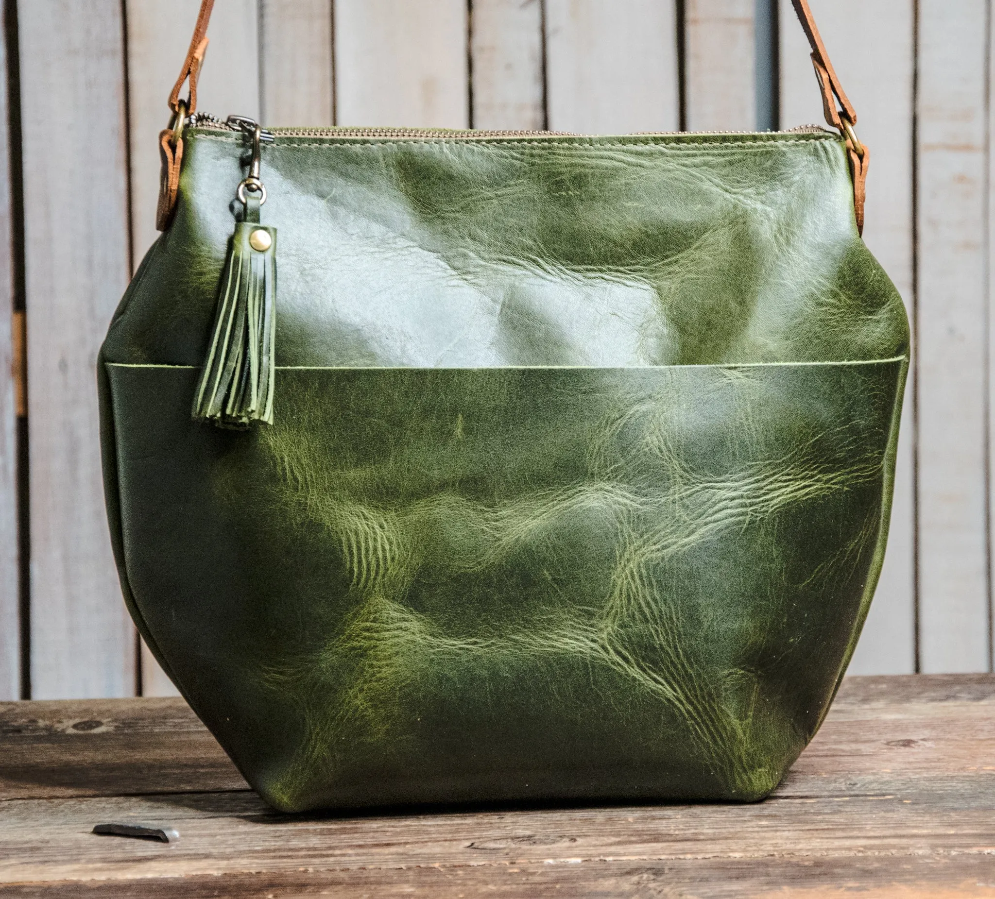 The Special Edition Marie Handmade Leather Tote Bag | Zipper Crossbody or Shoulder with Tassel