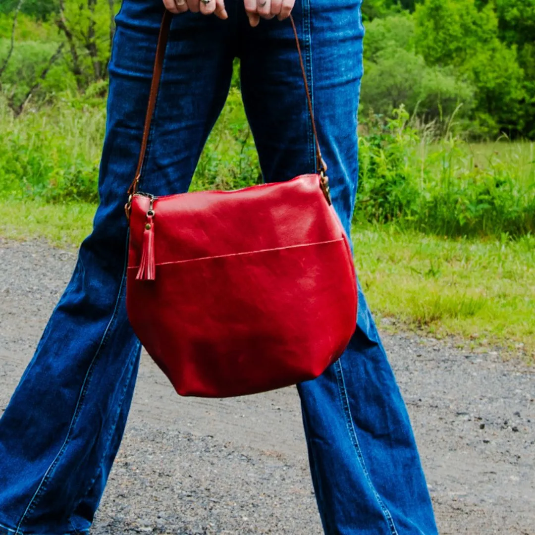 The Special Edition Marie Handmade Leather Tote Bag | Zipper Crossbody or Shoulder with Tassel