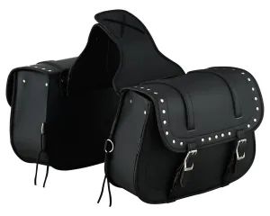 Vance Studded Motorcycle Saddlebags 18L Water-Resistant, Reinforced PVC Fits Honda, Yamaha, Kawasaki, Indian, Harley