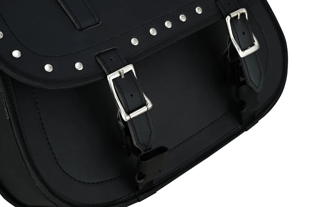 Vance Studded Motorcycle Saddlebags 18L Water-Resistant, Reinforced PVC Fits Honda, Yamaha, Kawasaki, Indian, Harley