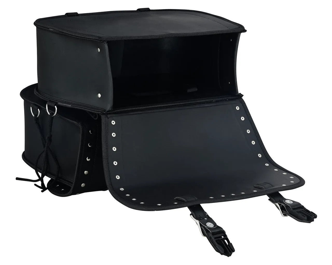 Vance Studded Motorcycle Saddlebags 18L Water-Resistant, Reinforced PVC Fits Honda, Yamaha, Kawasaki, Indian, Harley