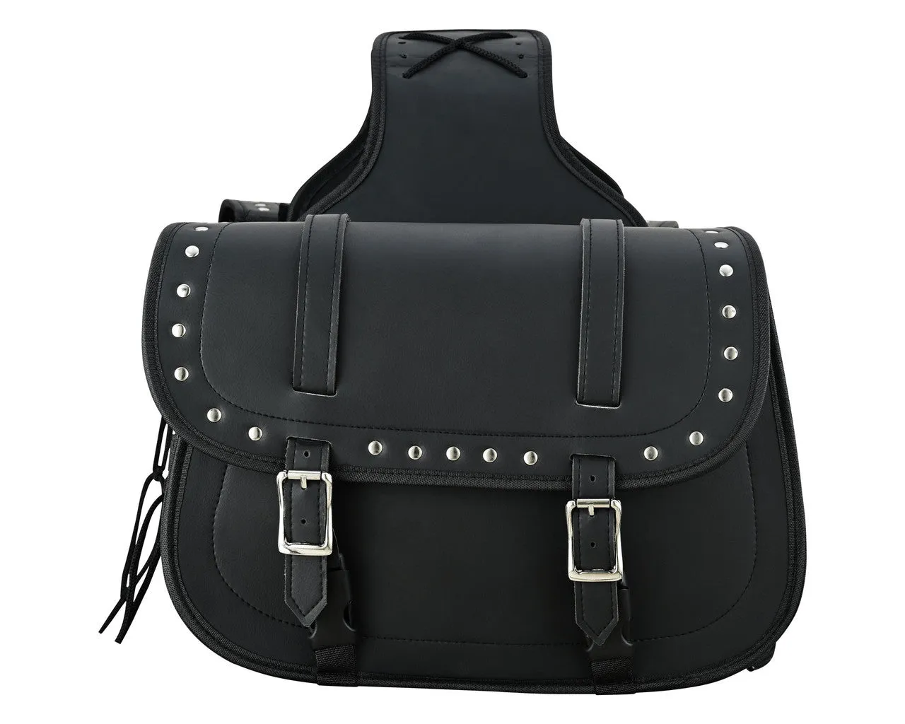 Vance Studded Motorcycle Saddlebags 18L Water-Resistant, Reinforced PVC Fits Honda, Yamaha, Kawasaki, Indian, Harley