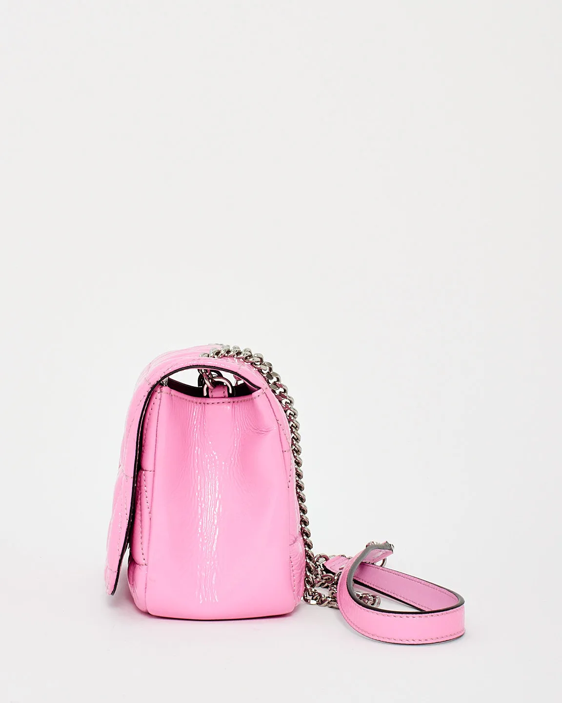 Versace Pink Patent Leather Virtus Shoulder Bag