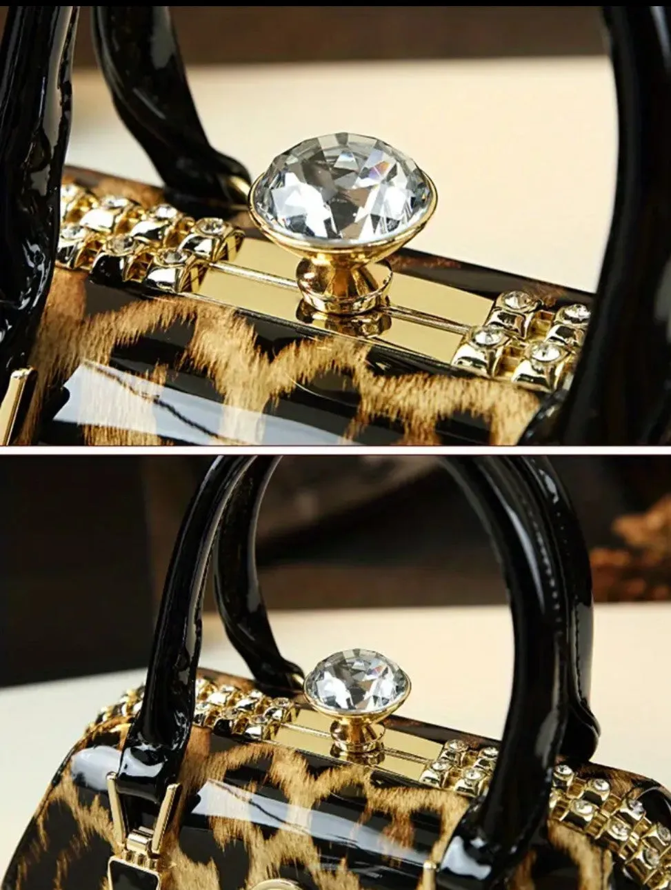 Vintage Elegant Handbag - Dazzling Rhinestone Embellishment