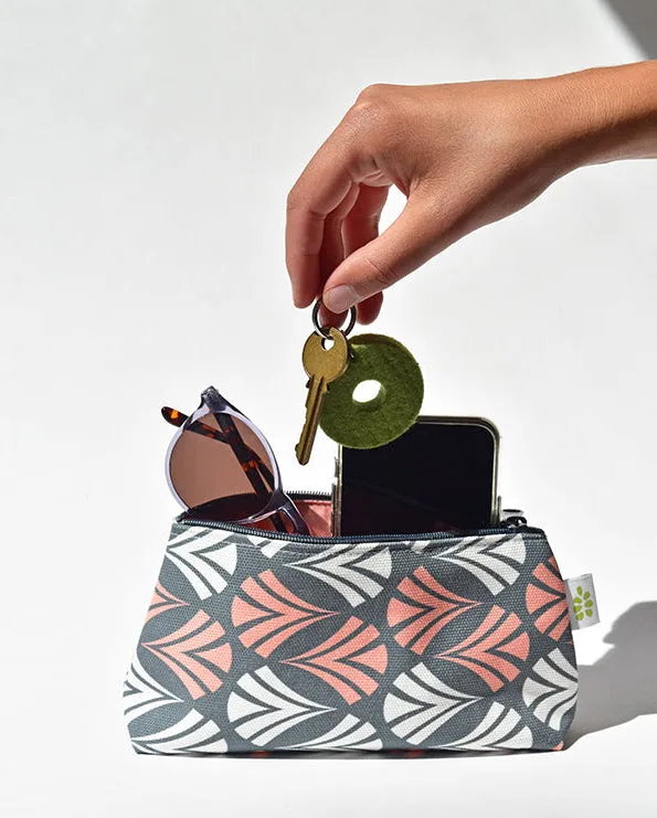 Waltz Zipper Mini Pouch – Salmon Pink (8" x 4.5" x 2")