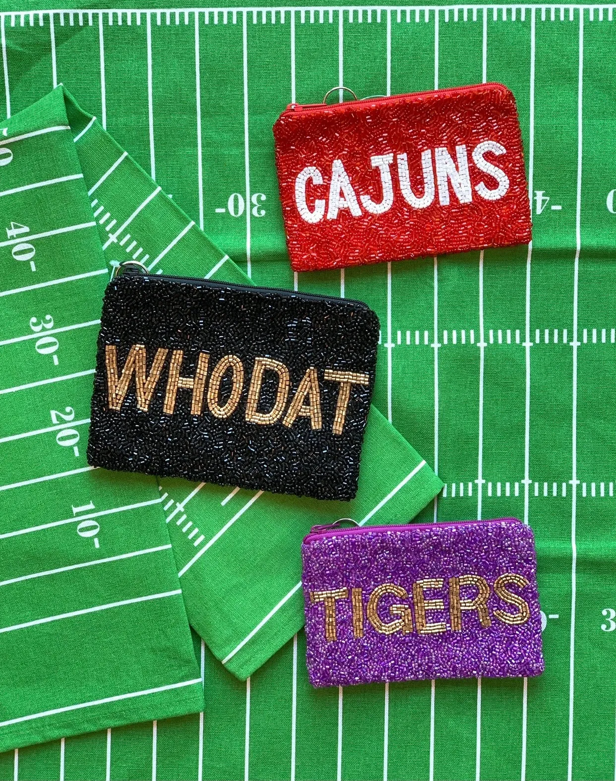 WHO DAT Saints Beaded Coin Purse