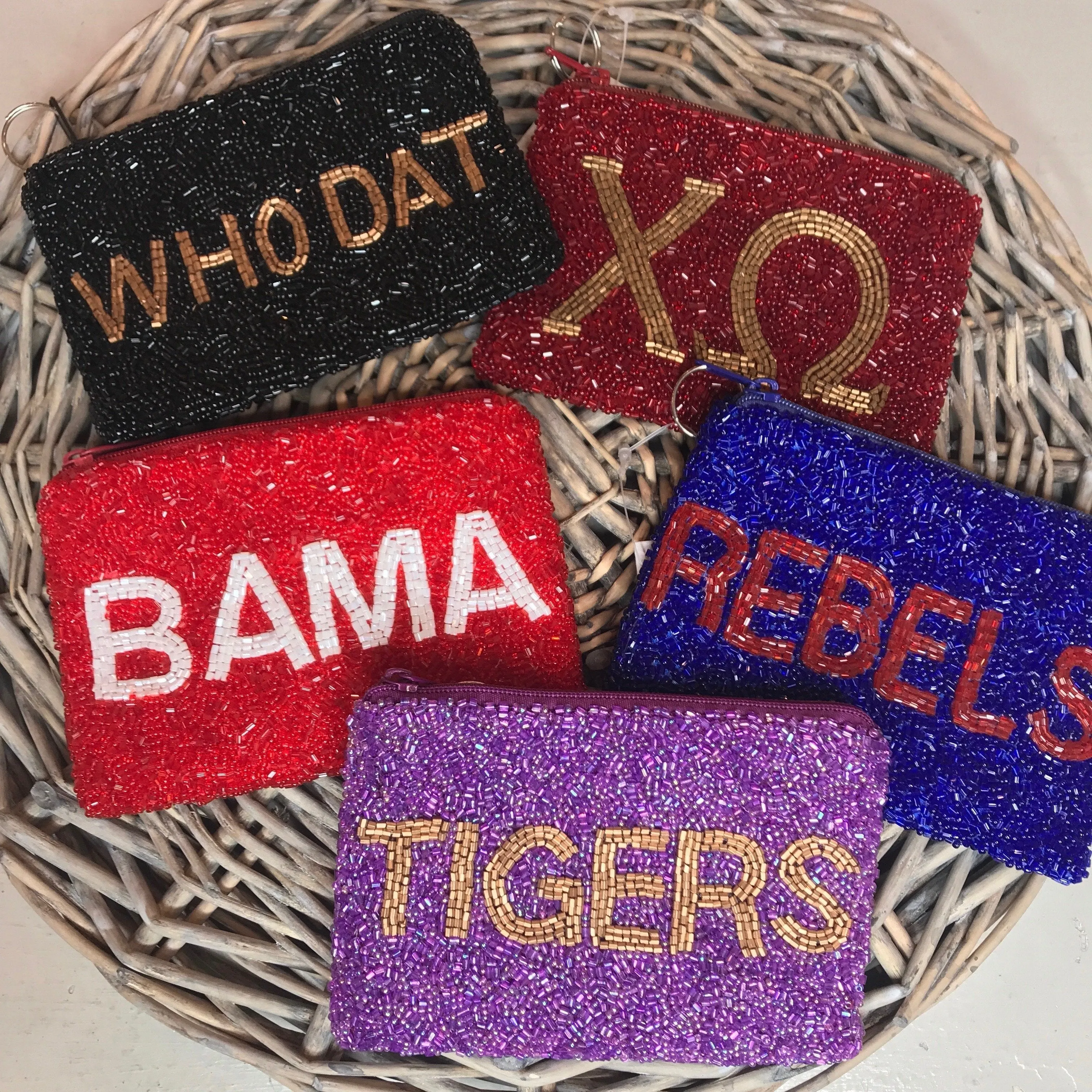 WHO DAT Saints Beaded Coin Purse