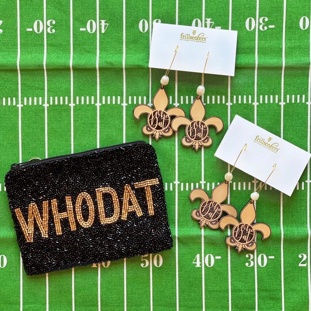 WHO DAT Saints Beaded Coin Purse