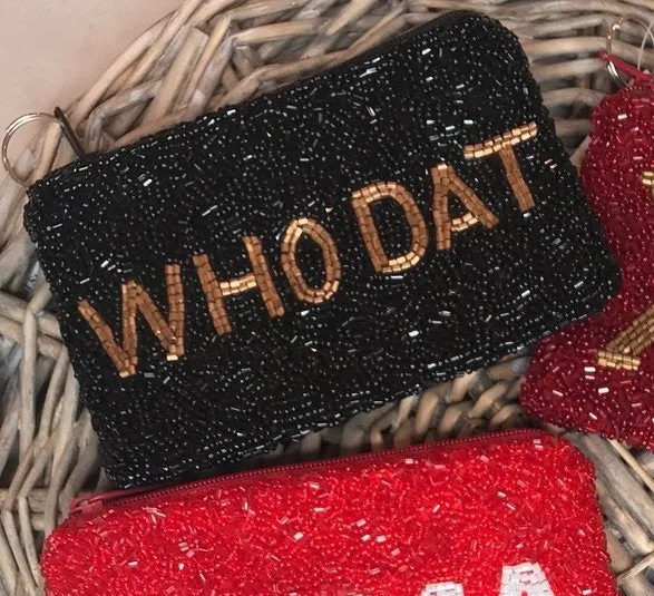 WHO DAT Saints Beaded Coin Purse