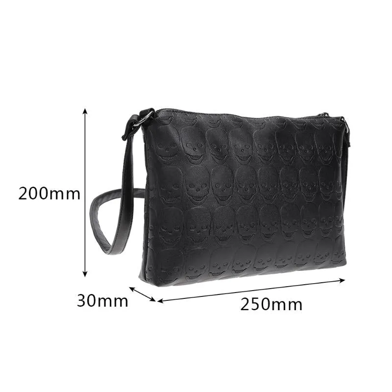 Womens Skull Soft Vegan Leather Zipper  Handbag