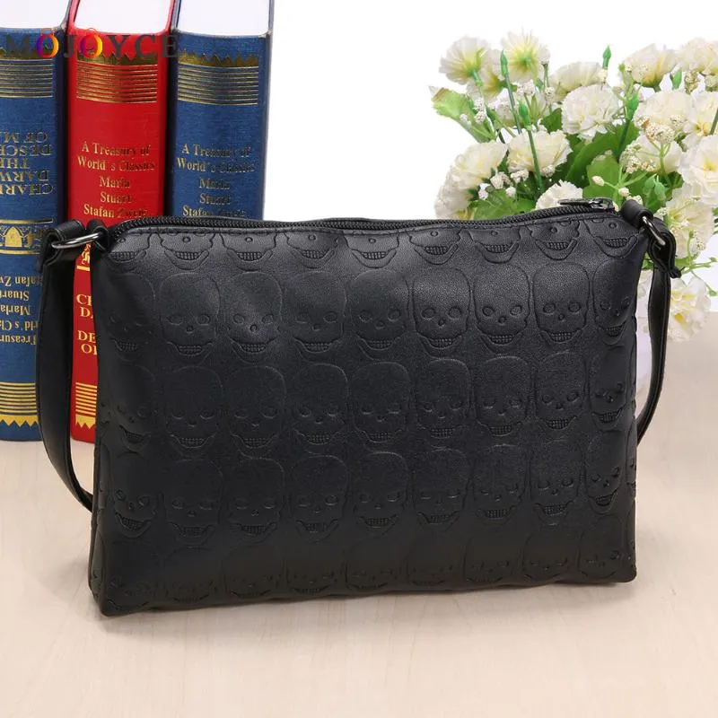Womens Skull Soft Vegan Leather Zipper  Handbag