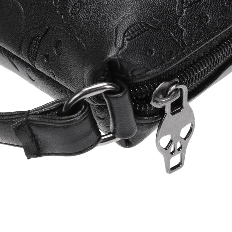 Womens Skull Soft Vegan Leather Zipper  Handbag