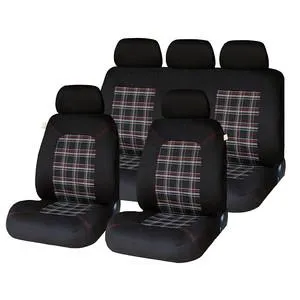 XtremeAuto® Universal 9 PCE Lambeth Tartan GTI Style Heavy Padded Comfortable Full Set of Seat Covers