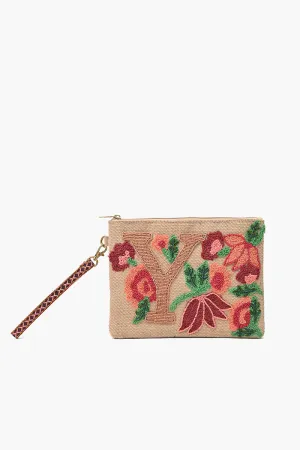 Y Personalized Initial Embellished Wristlet Pouch