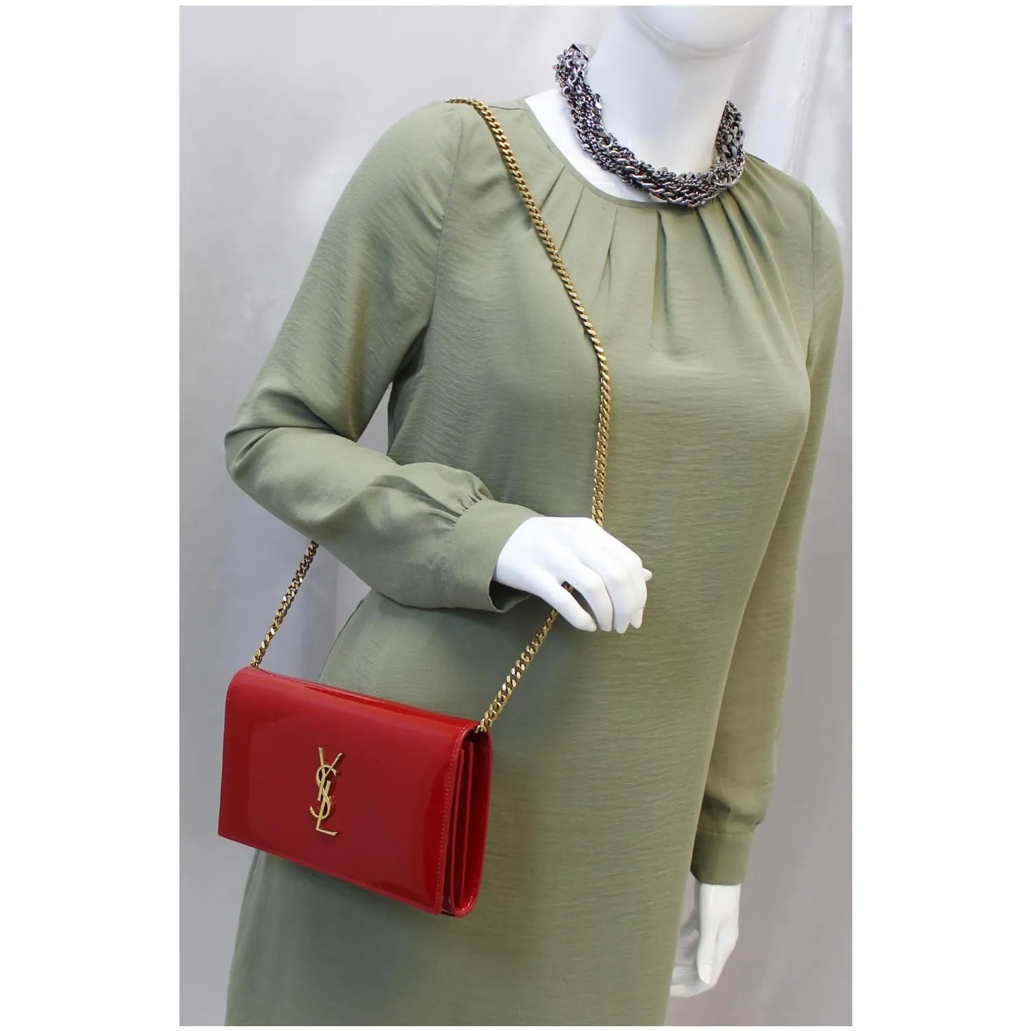 YVES SAINT LAURENT Kate Small Patent Leather Crossbody Bag Red