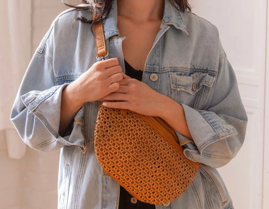 Zoe Faux Cane Sling Belt Bag